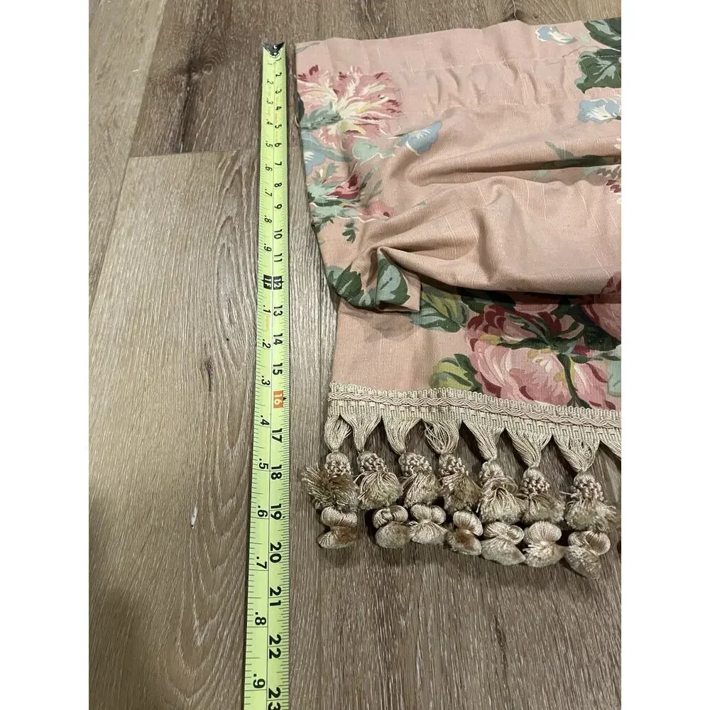 VTG Ralph Lauren Cynthia Pink Floral Valance Tassels Hand-Sewn Rings 80s RARE